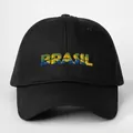 Classic black baseball cap featuring BRASIL embroidery in national flag colors - Adjustable / Black
