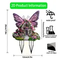 Whimsical acrylic garden stake with flower fairy wing house design and 20cm height specs - No.33 (0.2cm Thickness)