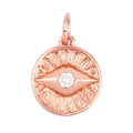 Micro-pave Evil Eye pendant in rose gold finish with central sparkling zircon stone - Rose Gold Rhinestone Evil Eye Style (K093036K2-Rose Gold)