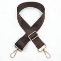 Detail of adjustable dark brown nylon strap with premium gold swivel lobster clasps - Brown