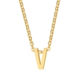 Polished gold initial V pendant necklace with cable chain for women in 18k gold plating - Letter V / Gold