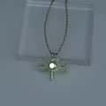 Collana vintage con ciondolo a forma di libellula e perla luminosa per donna - Giallo Blu