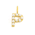 Golden letter P pendant with faux pearls for DIY necklaces and bracelets accessories - Letter P / Gold