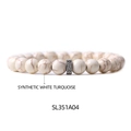 Beaded bracelet with synthetic white turquoise stones and vintage silver metal spacer - SL351A04 Synthetic White Turquoise Bracelet