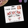 Kit bijoux de visage avec strass rouges et argentés aux formes losange et goutte - Rouge
