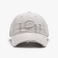 Distressed light grey baseball cap featuring 3D embroidered letter B and torn details - Adjustable / Light Gray