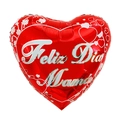 Heart-shaped red foil balloon with silver Feliz Dia Mama text for Mother's Day decor - 18 Inch Red Silver Text Rose Heart Happy Mother's Day (F014)
