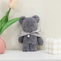 Grey coral fleece towel bear with Just For You ribbon and pearl pendant gift - Dark Grey Bear / 30*30 (with Balls And Pearls)