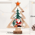 Sapin de Noël décoratif en bois de 20cm avec figurine Père Noël et socle en bois naturel - Sapin de Noël avec Étoile Orange