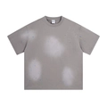 Camiseta gris de algodón pesado con salpicaduras de pintura y efecto lavado vintage - S / Camiseta - Salpicaduras Gris