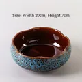 Hydroponic ceramic bowl with blue reactive glaze finish, 20cm width and 7cm height - DY Five-Petal Flower Hydroponic Pot-002