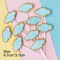 Set of 10 light blue cloud cake toppers with gold trim for birthday party decorations - Blue Cloud Writing Topper - 10 Pcs