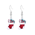 Christmas stocking and candy cane drop earrings in festive red and green oil drip alloy - Christmas Sock 1