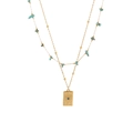 Double-layer stainless steel necklace with turquoise beads and evil eye pendant charm - Evil Eye Style (1#眼睛)