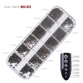 Gun black metallic nail art micro beads set in 12-slot box with assorted sizes - Gun Black (NO.03) / 1.0mm-3.0mm