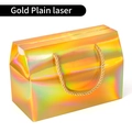 Holographic gold laser gift box with woven handles for nougat or snowflake cake - 20x10x13.5cm-Handheld Gift Box / Plain Holographic Gold