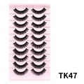 TK47 10 paar Russische DD-krul kunstwimpers in professioneel zwart volumeontwerp - Dikke gekrulde zwart (TK47)