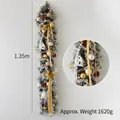 Champagne gold and silver 1.35m Christmas garland with pinecones and ornaments - 135CM American Flocked Snow (With Lights)