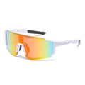 White sports sunglasses with colorful gradient reflective lenses for cycling and outdoors - White Frame Orange To Blue Gradient Lens