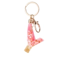 Letter Y resin keychain with pink stones, gold foil flakes and matching pink tassel - Pink Gold Foil Y
