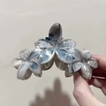 Gray blue marble texture flower hair claw clip in high quality resin finish - 9cm Grey (Marble Pattern)