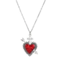 Cupid's heart necklace with red heart pendant and silver cross element - Silver Tone - Vintage Red Heart Cross Arrow Necklace