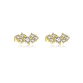 Elegant s925 silver stud earrings with sparkling gold plating and zircon inlay - MME762-2 Gold Pave Curved