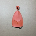 Orange leather key case with embossed antlers and metal ring on kraft background - Orange Embossed