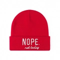 Berretto in maglia rosso con ricamo NOPE not today per uomo e donna, stile casual invernale - Taglia unica / Rosso