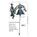 European vintage bronze iron doorbell with ornate embossed patterns and mounting screws - Retro Pattern Wind Chime Pendant 7506