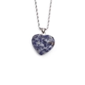 Blue and white natural stone heart pendant necklace with silver twisted rope chain - Blue White Mottled Heart Style (NSN0182)