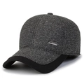 Berretto da baseball invernale da uomo in tessuto grigio scuro testurizzato con visiera nera - Grigio Chiaro Con Etichetta a Lettera