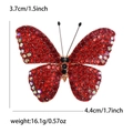 Eleganter Schmetterlings-Brosche mit roten Kristallen, Legierung, 4,4 cm Breite und Gewicht - Rot