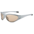 Y2K sporty sunglasses featuring a matte silver frame with light brown tinted lenses - Silver Frame Champagne Lens