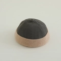 Kids docker hat in dark grey and brown knit fabric with decorative top pompom - 50-52cm (2-4 Years) / Plain Patchwork / Army Green