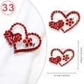 Silver napkin ring with double heart red rhinestones for Valentine's table decor - Silver Double Heart Red Rhinestone Style