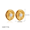 Dimensioni dettagliate degli orecchini a perla in oro 18K misura 23mm per 21mm - Perla a Disco a Doppio Strato 22915