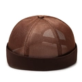 Dark brown breathable mesh docker cap with brimless design for summer outdoor style - Coffee