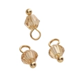 Three champagne amber crystal 4mm ball charms with gold metal rings for DIY jewelry making - Bicone Bead / Light Coffee