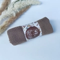 Brown pleated cotton viscose shawl with floral paper packaging and handmade label - Style #38