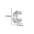 Vintage Herz U-Ohrklemme in Silber mit Zirkonia, Maße betragen 1,33cm mal 1,37cm - Zweireihig Rechteckige Steine (2616-6# Silber)