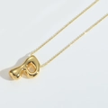 Minimalist gold balloon clown letter P pendant necklace with fine O-chain jewelry - Letter P