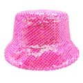 Detail of bright pink bucket hat with shimmering circular sequins for a party fashion look - M (56-58cm) / Rose Red