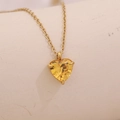 Goldene Edelstahlkette mit einem minimalistischen herzförmigen gelben Edelsteinanhänger - September / Gelb (5722226372627)