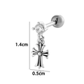 Gothic titanium steel cross earring with screw ball back and clear zircon stone - Rhinestone Cross Pendant Style (AMY3-6#)