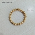Elastic beaded bracelet with 10mm golden stainless steel beads and 73g weight detail - 10mm Bead Diameter - Elastic Style (YB-852G-10mm)