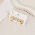 Ensemble de 3 boucles d'oreilles en acier inoxydable doré avec feuilles et zircon - Feuille de Palmier Or
