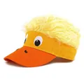 Gorra de pato divertida con pelo sintético amarillo y visera naranja para exteriores - Pelo Amarillo de Pato Sorprendido