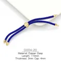 Close-up of 3mm blue braided cord with 110mm length and adjustable gold plated clasp - Dark Blue