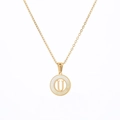 Gold-plated letter U pendant necklace with white mother of pearl inlay and fine chain - Letter U